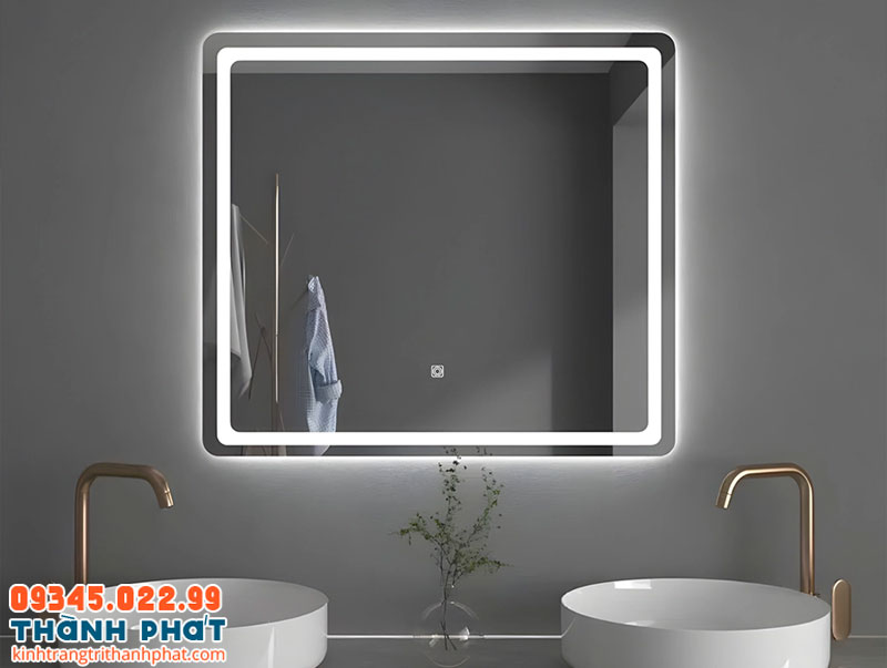 Gương dán tường kết hợp đèn LED