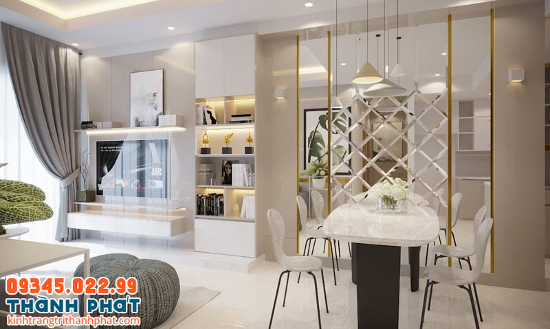 Gương dán tường phòng khách