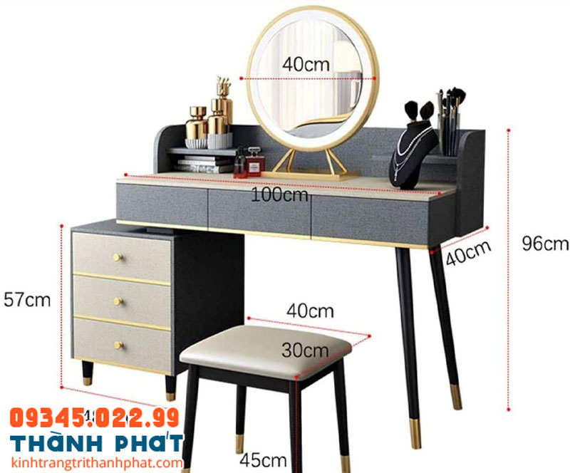 Kích thước gương tròn bàn trang điểm