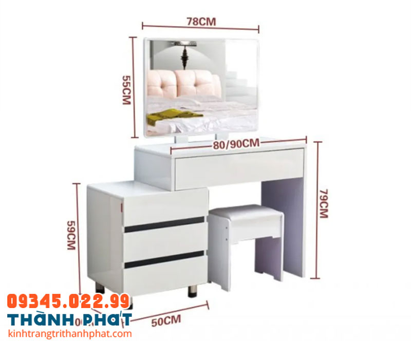 kích thước gương bàn trang điểm