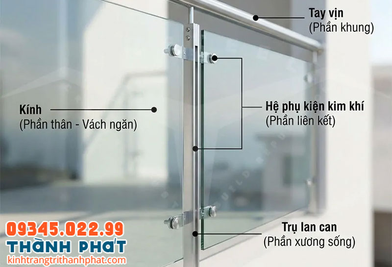 Cấu tạo của lan can kính